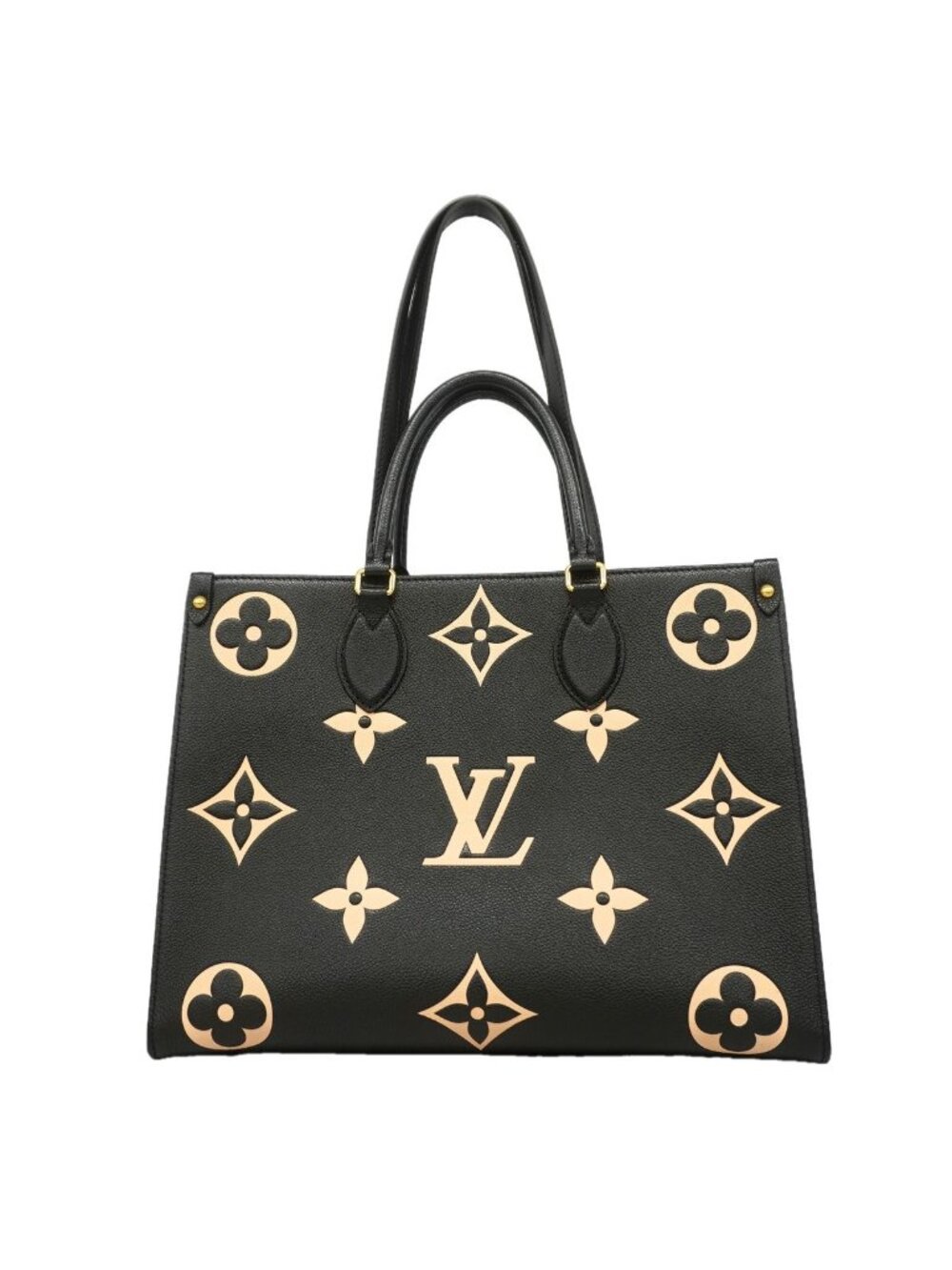 Louis Vuitton Tote Bag Monogram Empreinte On The Go MM Black Beige 2-Way